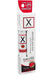 X On The Lips buzzing lip balm with pheromones in sizzling strawberry flavor, packaged in a white and red box.