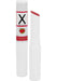 X On The Lips buzzing strawberry lip balm with pheromones in sleek white tube with red tinted balm.