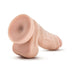 Beige 5-inch realistic dildo with suction cup base and textured veined design on white background.