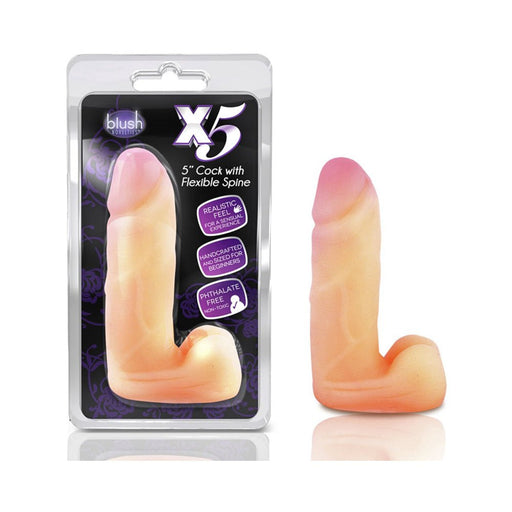 X5 5 inches Cock with Flexible Spine Beige Dildo | SexToy.com