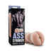X5 Men Ass Stroker in vanilla color with realistic texture and soft, supple design next to its black packaging box.