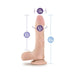 Beige realistic dildo with suction cup base showing dimensions of 8.5 inch length, 6.7 inch insertable, 1.5 inch width, and 4.7 inch girth.