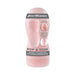 Zero Tolerance Pop & Toss Stroker in soft pink with squeezable canister and lifelike textured entry on packaging.