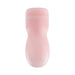 Soft pink squeezable stroker with protective cap for discreet storage and easy cleaning.