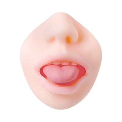 Realistic soft TPR mouth stroker with detailed lips and tongue in a natural skin tone.