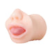 Realistic soft TPR stroker shaped like a mouth with detailed lips and tongue for enhanced pleasure.