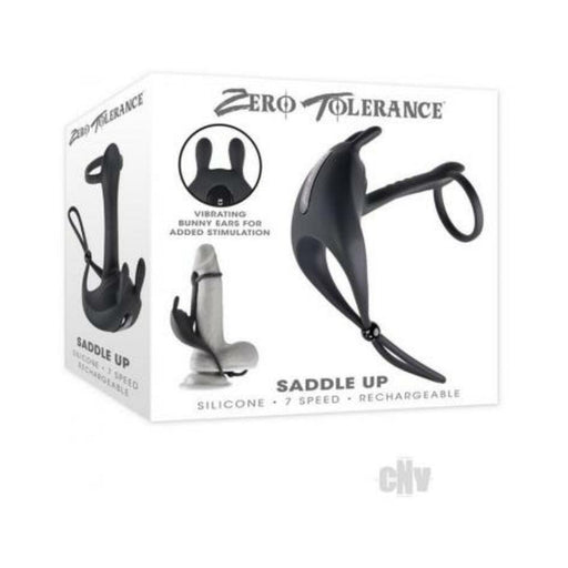 Zero Tolerance Saddle Up Rechargeable Vibrating C-ring & Girth Enhancer Silicone Black - SexToy.com