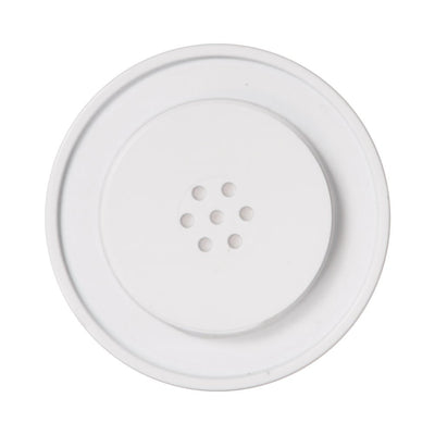 White circular silicone sleeve insert with seven small ventilation holes in the center, designed for vacuum pump use.