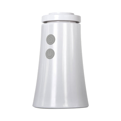 White vacuum pump device with two gray control buttons on the front for adjustable suction and vibration settings.