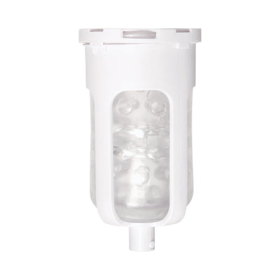 Clear textured inner sleeve with white outer casing for Zero Tolerance Thrusting Rechargeable Stroker.