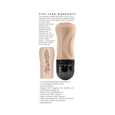 Zero Tolerance Tight Lipped Rechargeable Stroker With Suction Light Zero Tolerance Tight Lipped Rechargeable Stroker With Suction Light