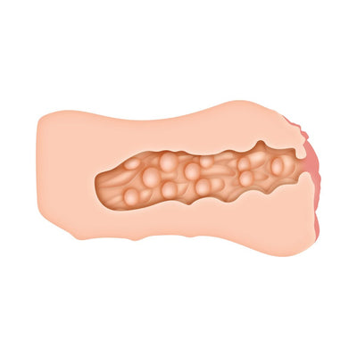Cross-section view of the Zero Tolerance Jenna Haze stroker showing textured internal nubs and soft, realistic vaginal entry.