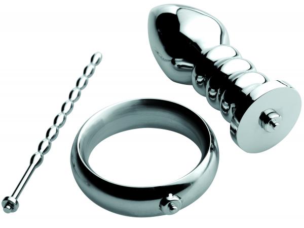 Zeus Deluxe Voltaic For Him Stainless Steel Male E-Stim Kit | SexToy.com