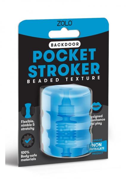 Zolo Backdoor Beaded Texture Pocket Stroker Blue | SexToy.com