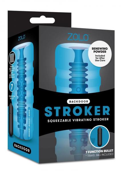 Zolo Backdoor Squeezable Vibrating Stroker Blue | SexToy.com
