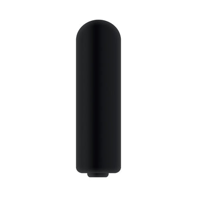 Black cylindrical vibrating bullet accessory for the ZT Bell Ringer penis ring.