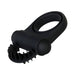 Black dual loop vibrating penis ring with textured ticklers and a removable bullet vibrator.