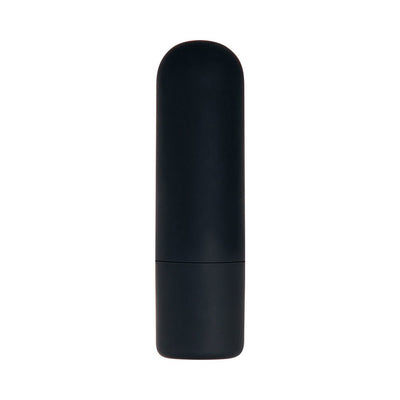 Sleek black rechargeable bullet vibrator with smooth silicone finish and rounded tip.