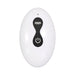 White oval remote control with black buttons for vibration and power functions.