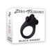Black Knight vibrating cock ring with textured nubs and dual motors shown on white Zero Tolerance branded packaging.