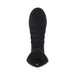 Black silicone prostate massager with ergonomic ridges and illuminated one-button control on the base.