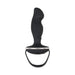 Black ergonomic prostate stimulator with textured tip and curved handle for easy control and comfort.