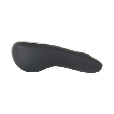 Sleek black ergonomic prostate stimulator with curved textured shaft and smooth surface for targeted pleasure.