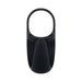 Black silicone vibrating ball cradle with double loop design for secure fit and ergonomic shape.