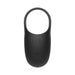 Black silicone vibrating ball cradle with dual rings and power button on front surface.