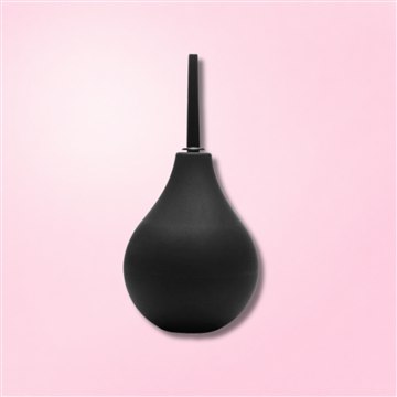 Black bulb-style anal douche with tapered nozzle for gentle, effective cleansing and preparation.