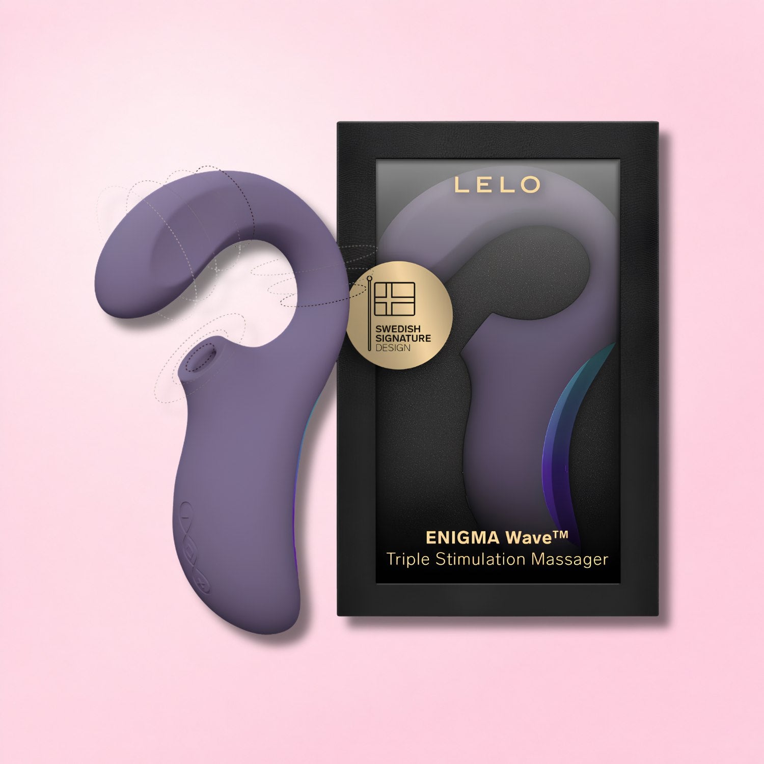 Purple luxury silicone vibrator with ergonomic design and textured stimulation head on gradient background.